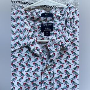 J Crew bird shirt.